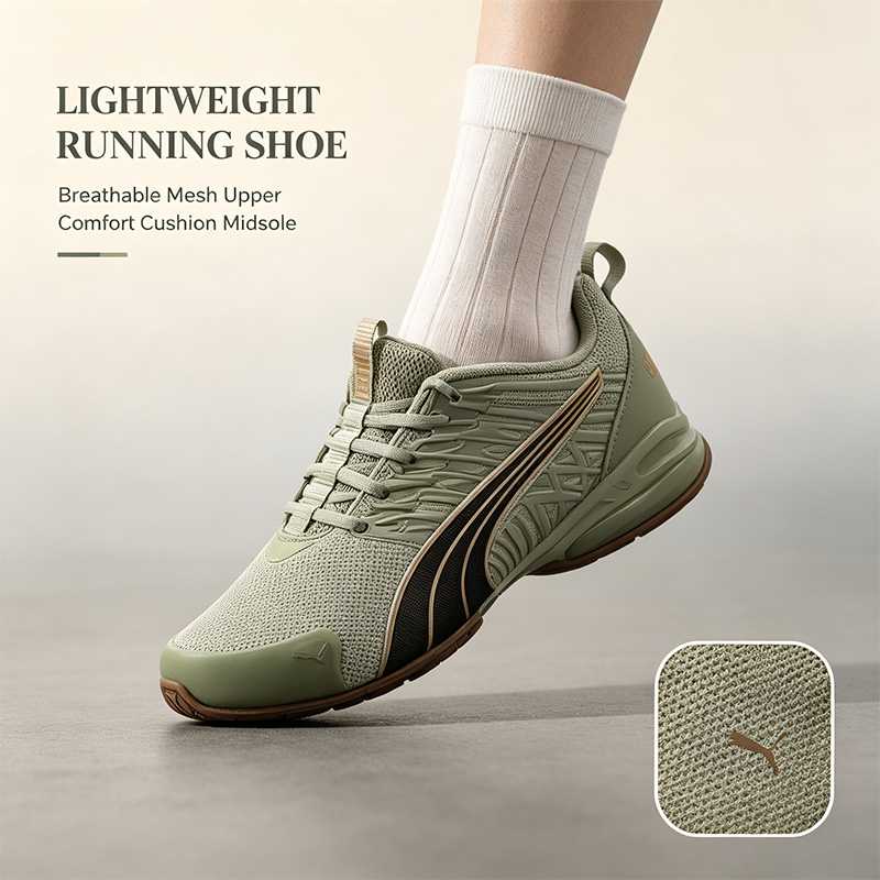 PUMA Men Gray Green Running Sh - Men'S Shoes Puma Sneakers ulasan dan harga