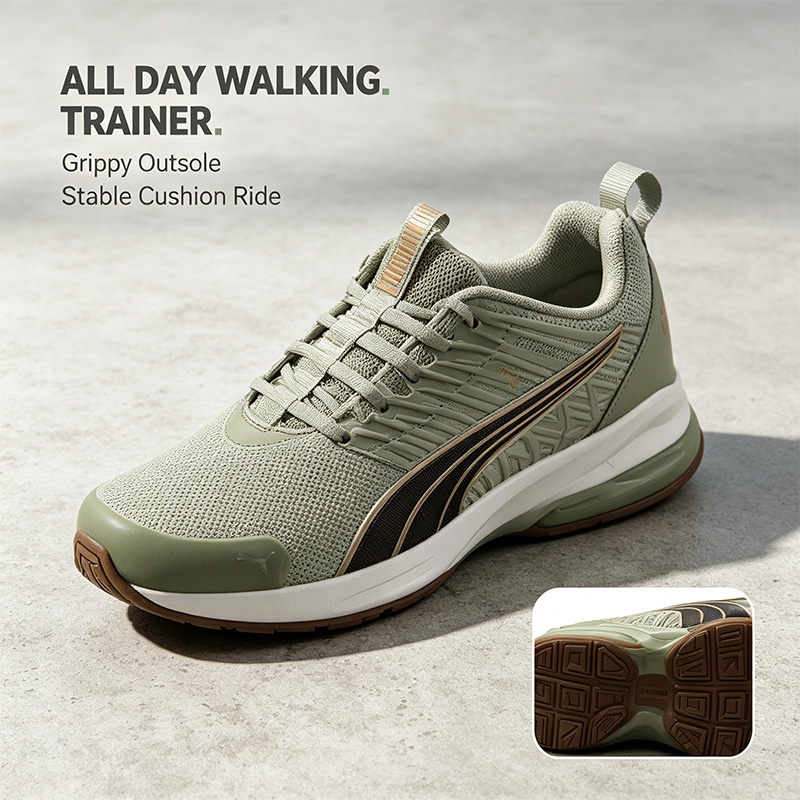 PUMA Men Gray Green Running Sh - Men'S Shoes Puma Sneakers ulasan dan harga